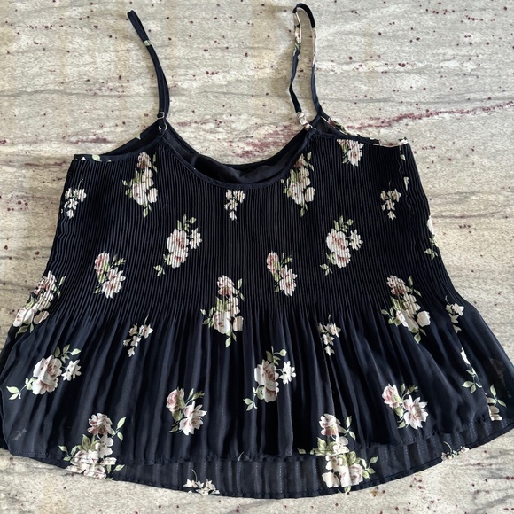 Abercrombie Fitch Shirt Small S Blue Tank Top Floral Lined Lightweight Womens - Picture 1 of 4